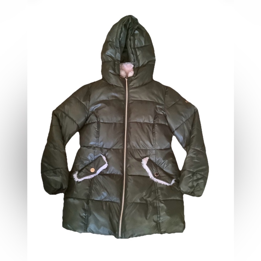 Green Hooded Puffer Jacket Michael Kors girls S (7/8) fleece hoodie